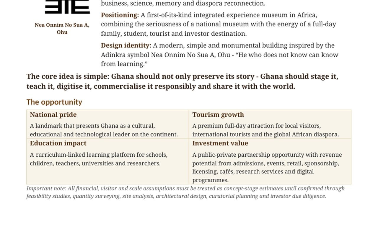 Living history museum executive summary page
